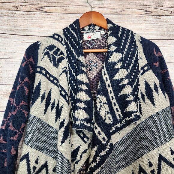 Anthropologie Srod Butterflies Aztec Print Waterfall Knit Open Cardigan Small - Picture 2 of 13